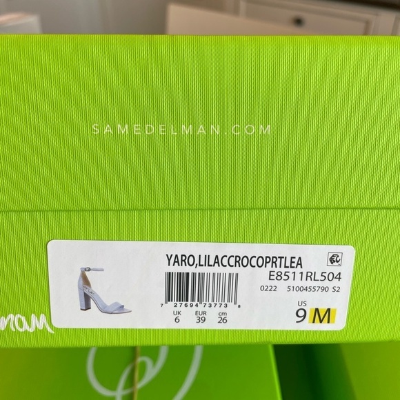 New Sam Edelman Leather Yaro Ankle Strap Block Heel Sandals in Misty Lilac - Picture 9 of 10